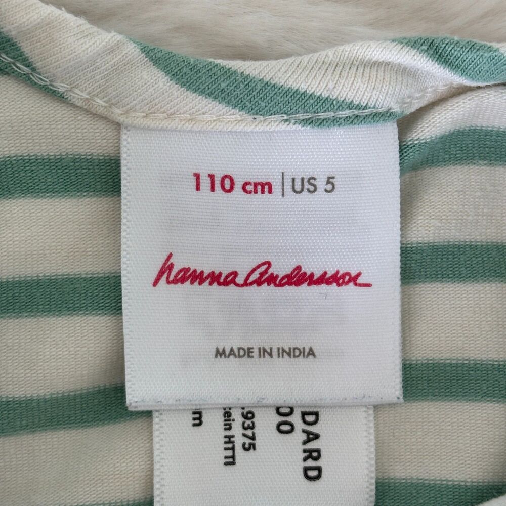 Hanna Andersson Girls Size 5 Green Stripe Tulle Twirl Dress Short Sleeve - Picture 5 of 7